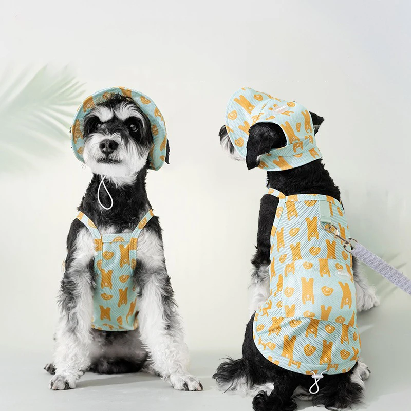 

Dog Stretch Vest Small and Medium Dog Cooler with Hooded Set Outdoor Drop T-Shirt Pet Teddy Sun Protection Clothes