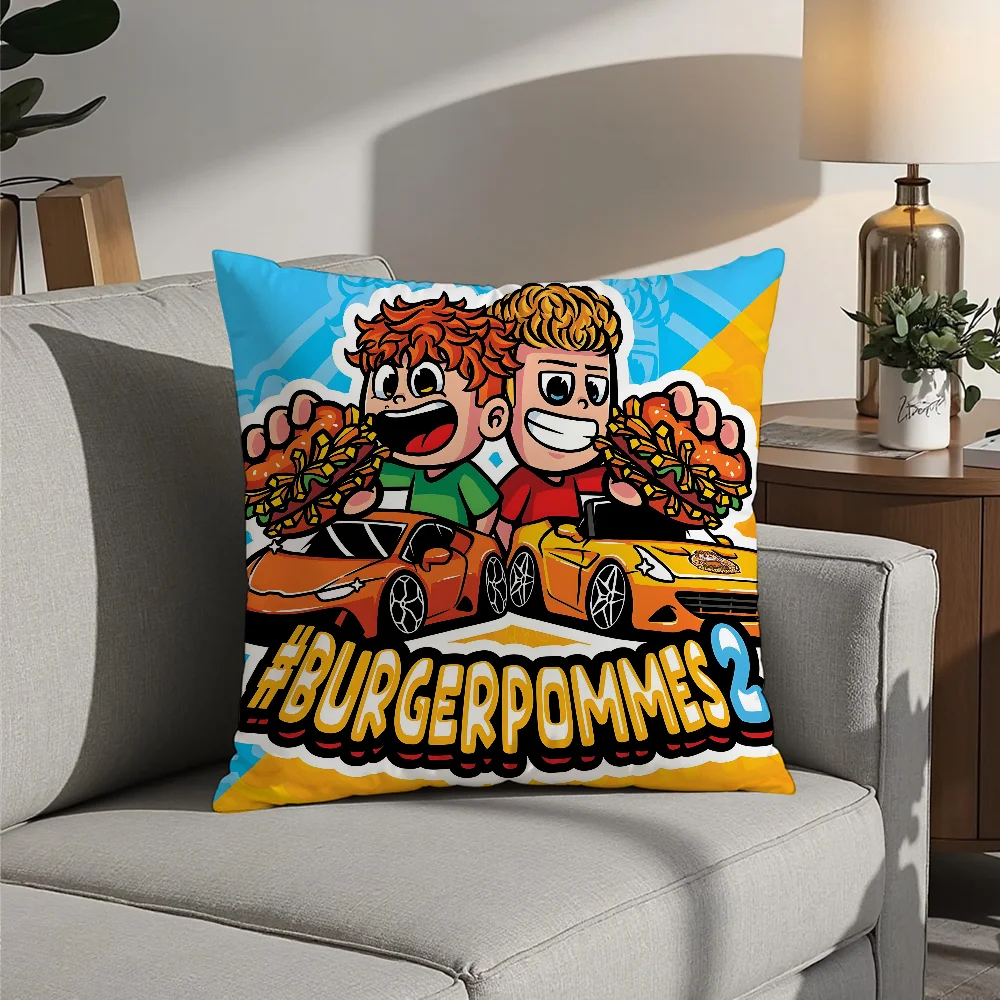 Burgerpommes I-ICrimax Cartoon Pillow Case Plush Fabric Soft  Pillowcase Double Sided Print Cushion Cover Household Gifts