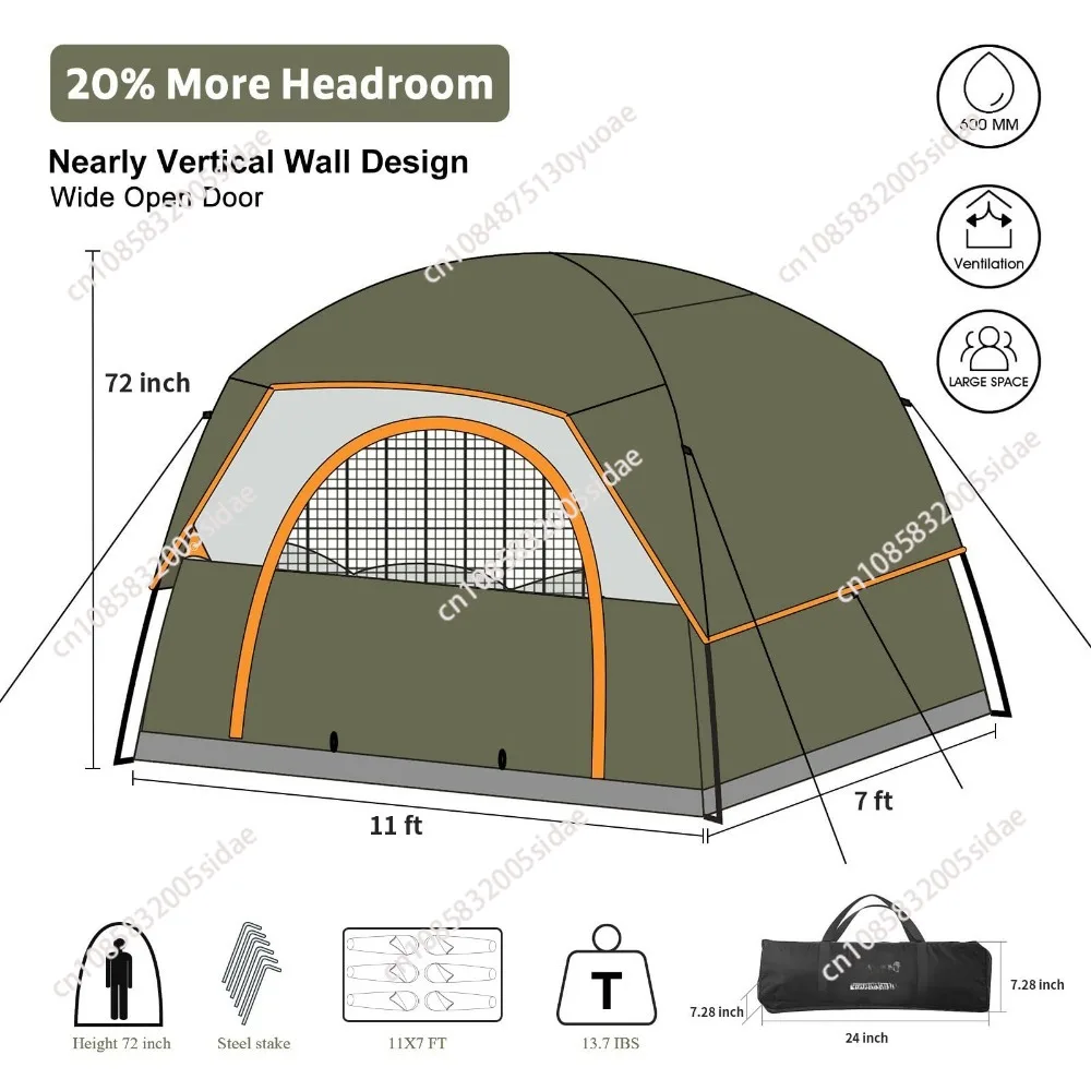 Tent 4/6 Person Camping Tents, Weatherproof Family Dome Tent with Rainfly, Large Mesh Windows, Wider Door, Easy Setup