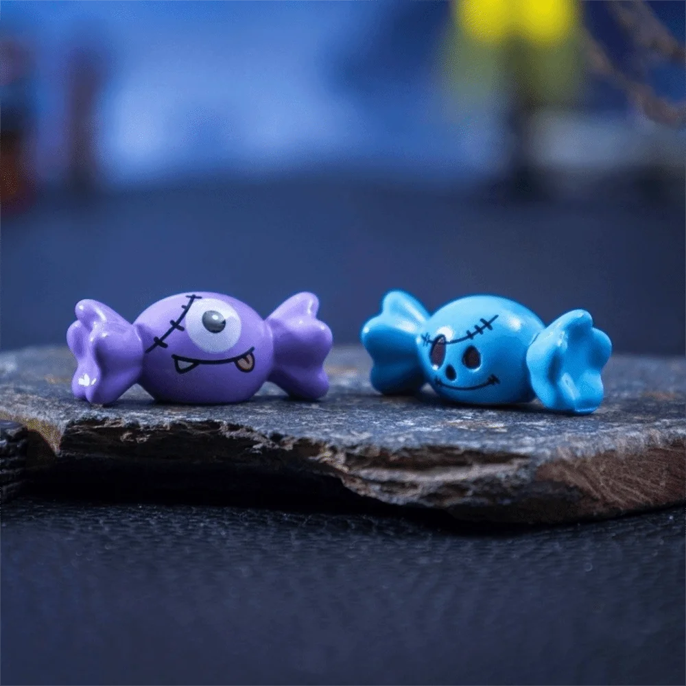 8 Pcs/Set Halloween Figurines Halloween Figurines Miniature Size Pumpkin Ghost Skull Design Resin Decor Figurines Spooky Theme