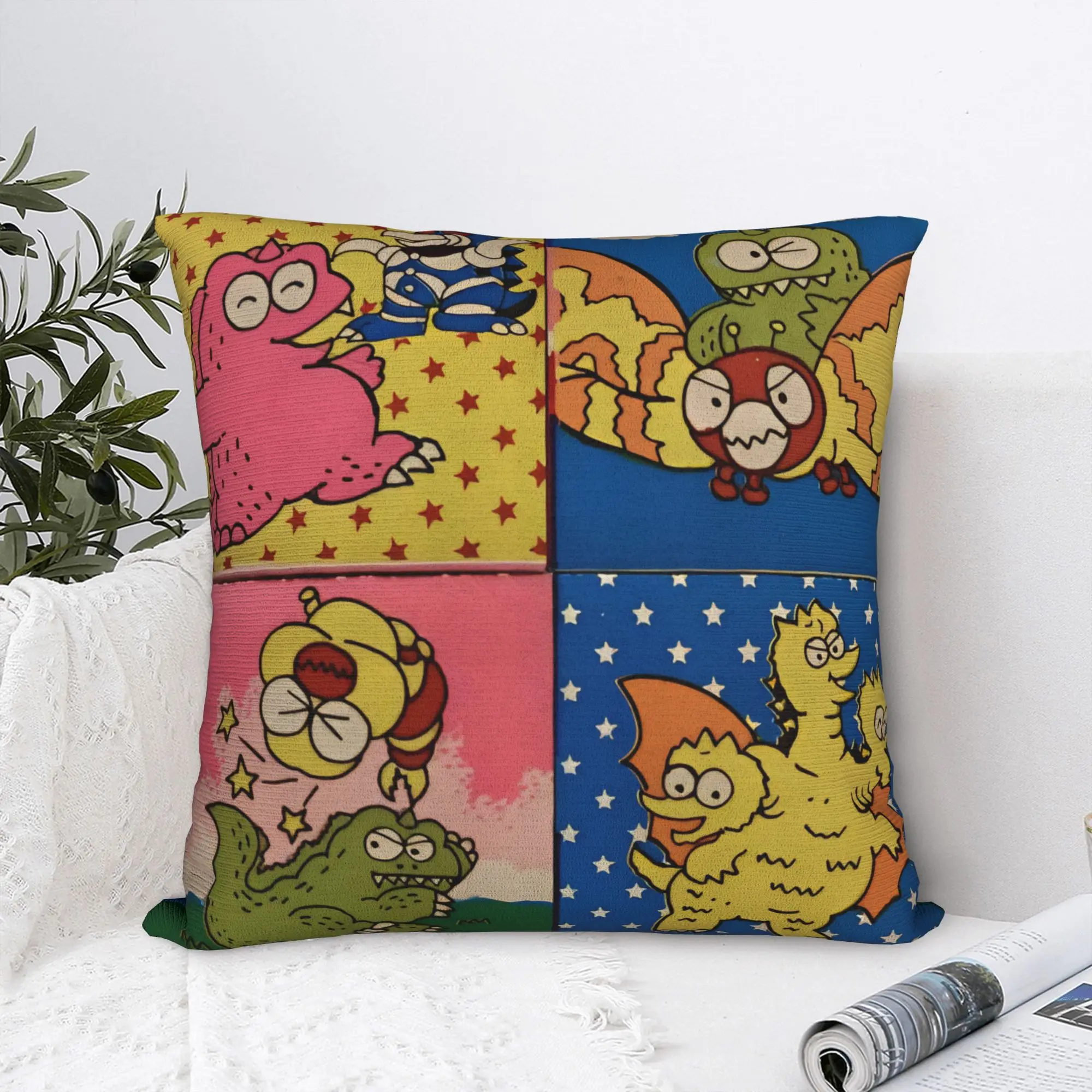 Chibi Monster Island Buddies Pillowcase Polyester Cushion Cover Decorative 80s Throw Pillow Case Cover Home Square 45*45cm