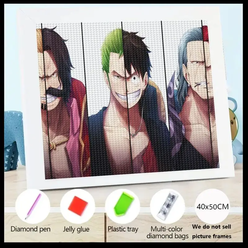 1 ΡΡ. One Piece Anime Characters 5D Diamond Painting Kit, Full Drill DIY Luffy & Zoro Fusion Split Face Art Ρ Gol D. Roger & Si 1 ΡΡ. One Piece Anime Characters 5D Diamond Painting Kit, Full Drill DIY Luffy & Zoro Fusion Split Face Art Ρ Gol D. Roger & Si