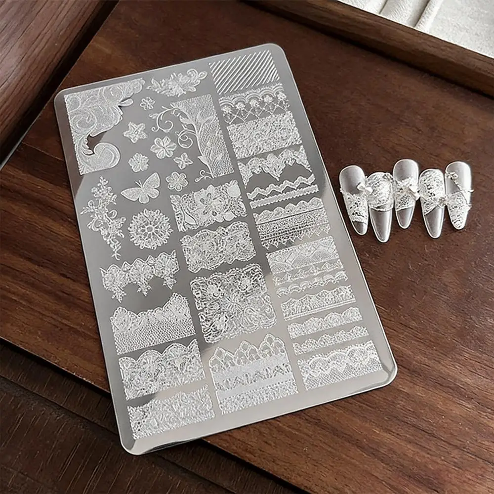 1Pcs French Lace Flower Butterfly Nail Art Stamping Plate Vintage Mandala Floral Nails Stencil DIY Wedding Manicure Print Tools