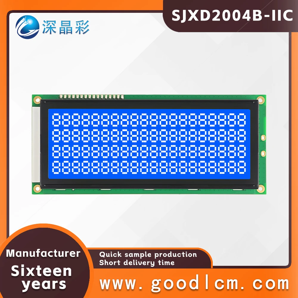 

ЖК-экран IIC/I2C SJXD2004B-IIC STN синий, отрицательный, COB, 146x62.5x19.5 мм, размер 20x4, матричный модуль дисплея LCM