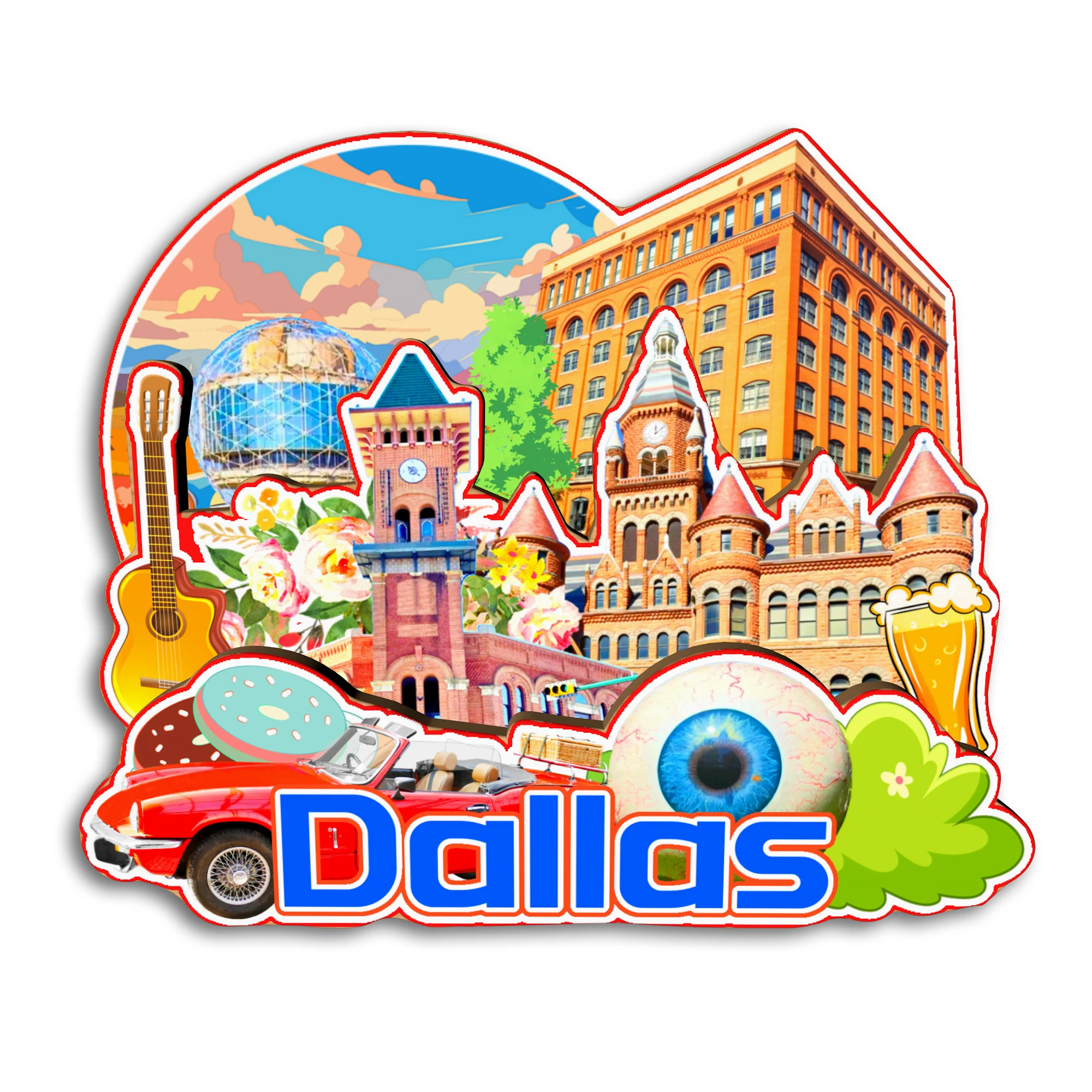Dallas Houston San Antonio Austin Texas EUA Ímã de geladeira Presente de lembrança de viagem feito à mão