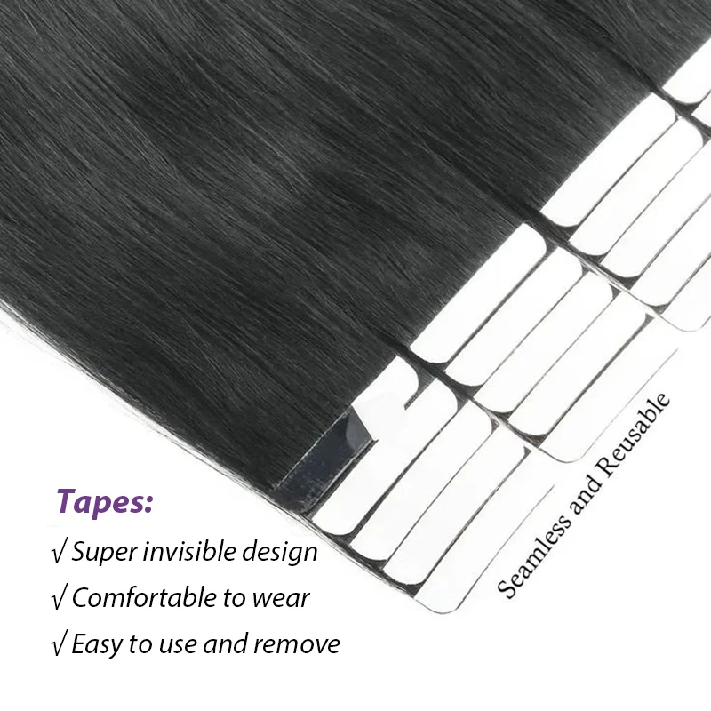 Straight Tape In Hair Extensions Skin Weft Brazilian Hair 100% Remy Human Hair Extensions 20 40 60 Pcs Per Pack Natural Color