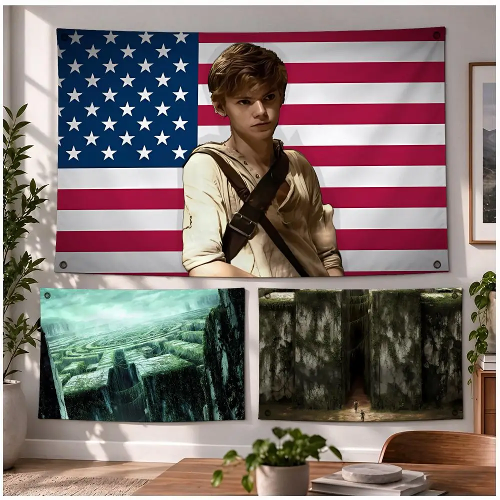 Suspenseful Thrilling Movie T-The Maze Runner Flags Four Ring Ornament Indoor Outdoor Decor Simple Hanging Mount Gift