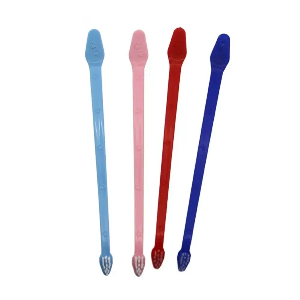 1pc Portable Double-headed Dog Toothbrush Nontoxic Soft Pet Cleaning Tool Multi-angle Tooth Finger Brush