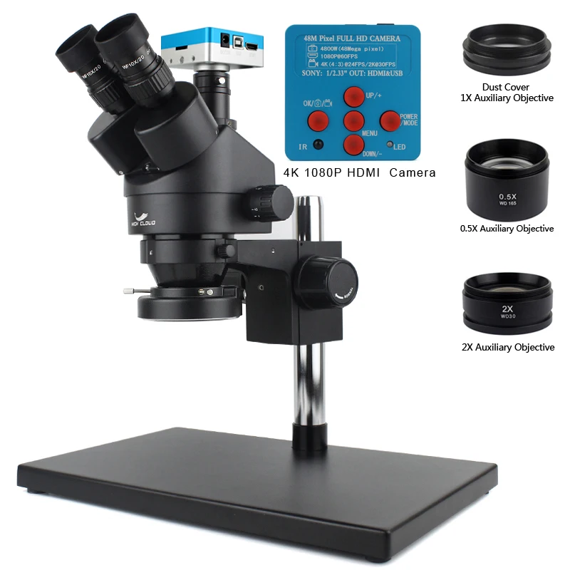 48MP 4K 1080P HDMI USB Video Camera Simul-Focal 3.5X-90X Continuous Zoom Stereo Trinocular Microscope CTV Adapter Barlow Lens