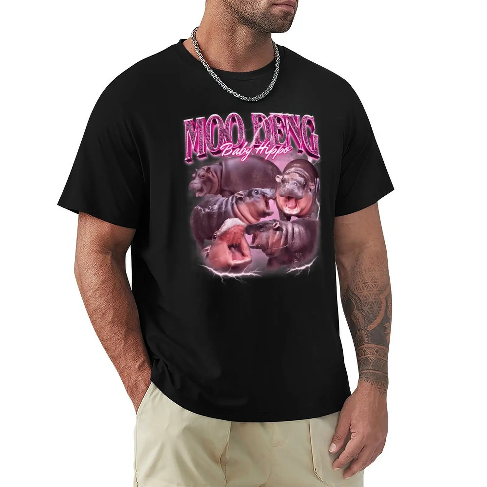 

Moo Deng The Famous Thai Baby Pigmy Hippo Bootleg T-Shirt oversize t-shirts man fashion shirts funny t shirts men