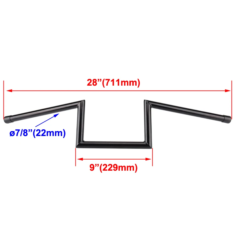 7/8 \'\'22mmモーターサイクルzドラッグバーハンドルバーカーホンダスズキヤマハカワサキレイザーチョッパースクライザーボバーカスタム (高さ8インチ)