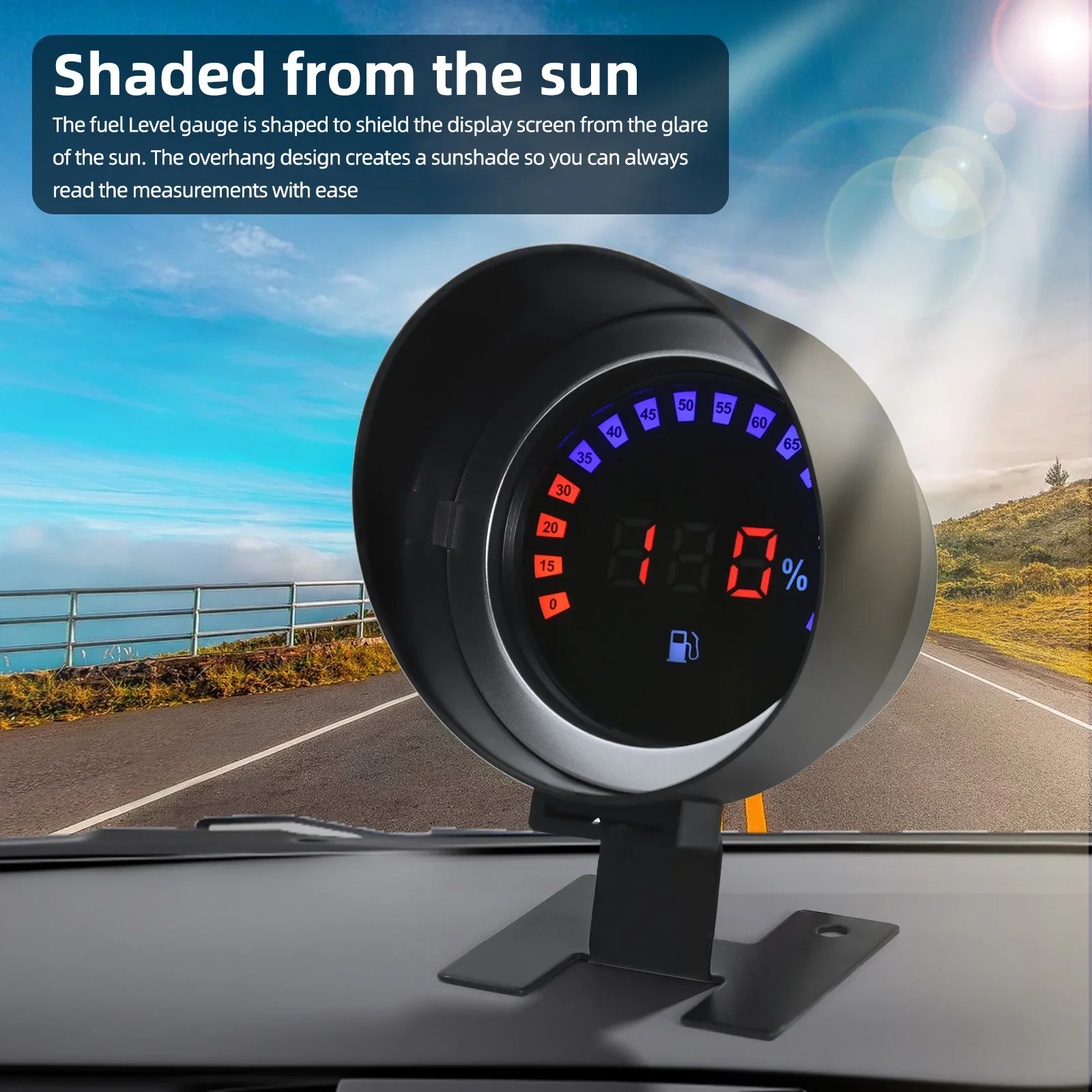 Car 1K-10Komh Fuel Level Gauge Universal LCD Vehicle Oil Tank Meter 12V24V Fuel Meters Indicator Car Accessories for Car Truck