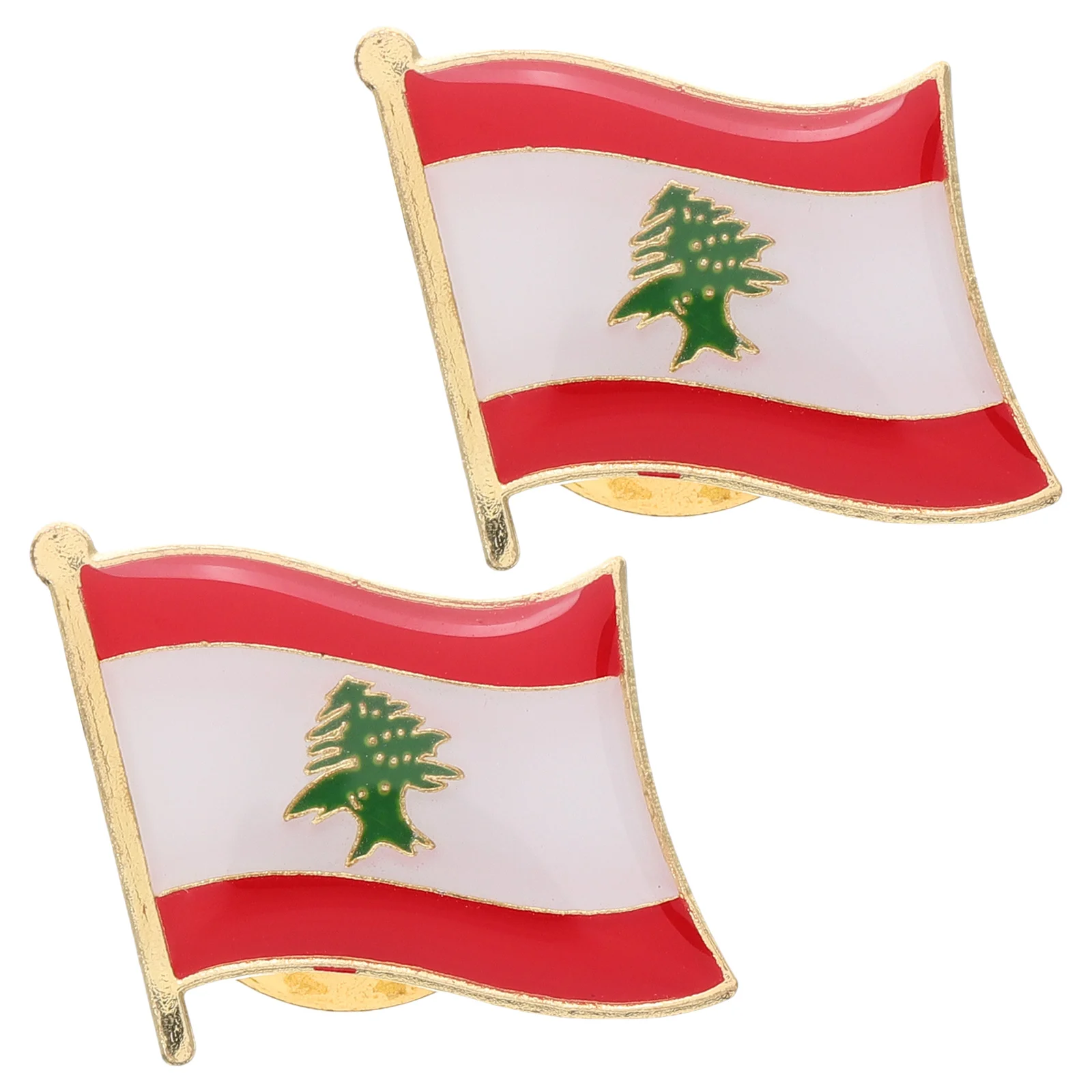 

2 Pcs Bracelet Flag Brooch Bracelets Metal Lebanese Badge Alloy Round Lebanon Pin Miss
