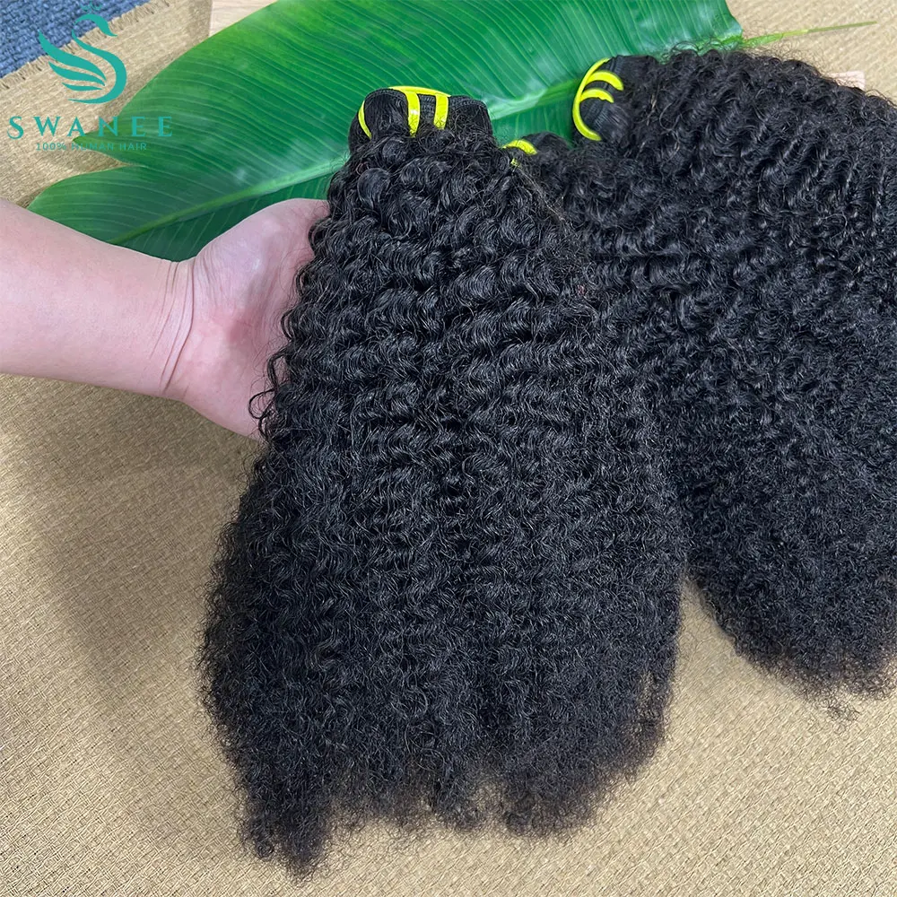 Ruwe 4C Afro Kinky Curly Haarbundels 10-30 inch Krullend Weefsel Onbewerkte Maagdelijke Extensions voor Vrouwen # 1B Natuurlijk Zwart - afbeelding 2