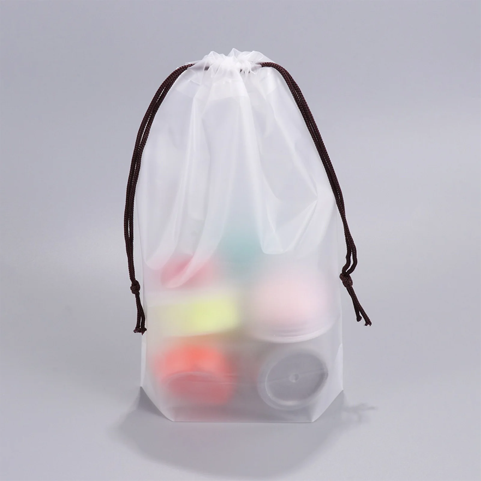 10Pcs 35x30cm Large Transparent Frosted Drawstring Portable Travel Makeup Pocket Shoes Clothes Grocery Storage Bag