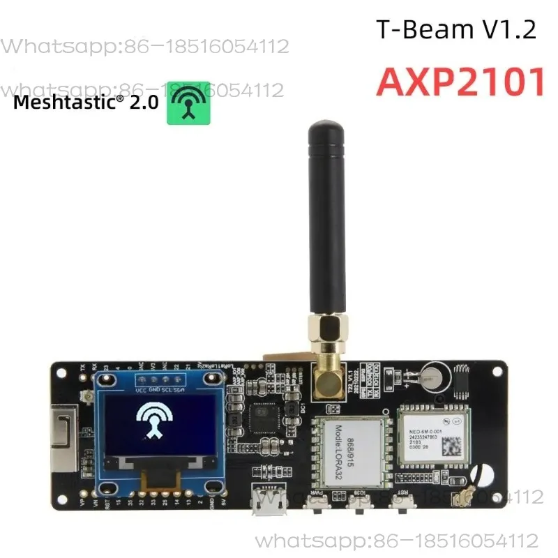 Meshtastic T-Beam V1.2 ESP32 LoRa Development Board 433MHz 868MHz 915MHz 923MHz WiFi BLE GPS OLED Display