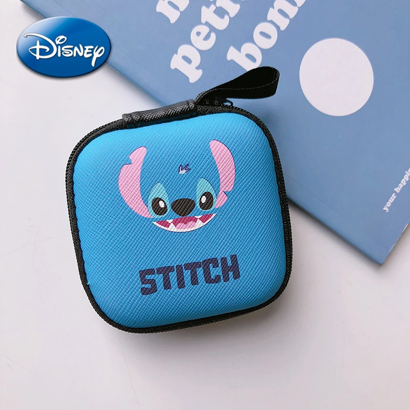 

Disney Stitch Mickey Mouse Mini Charger Cable USB Storage Bags Cartoon Earphone Phone Data Line Storage Box Portable Coin Purse