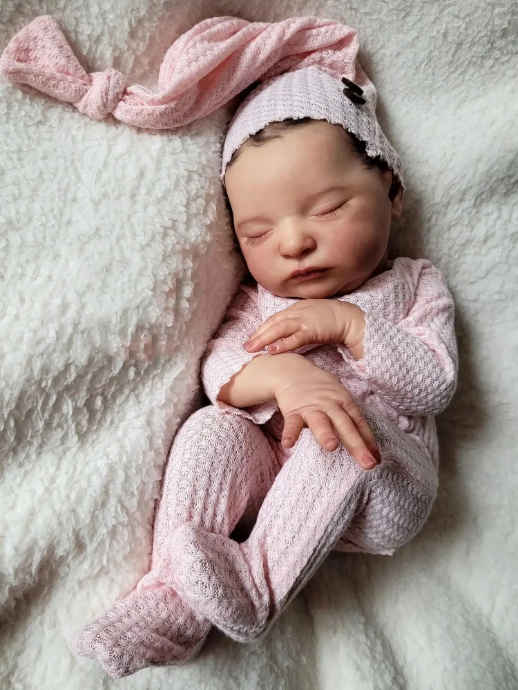 20 Inch 3D Skin with Visible Veins Soft Silicone Asleep Reborn Baby Doll Toy For Girl Lifelike Cloth Body Doll Like Real