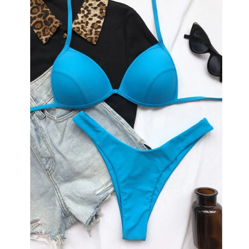 Women 2 Piece Swimsuit Sexy Swimwear Halter String Triangle Bikini Sets