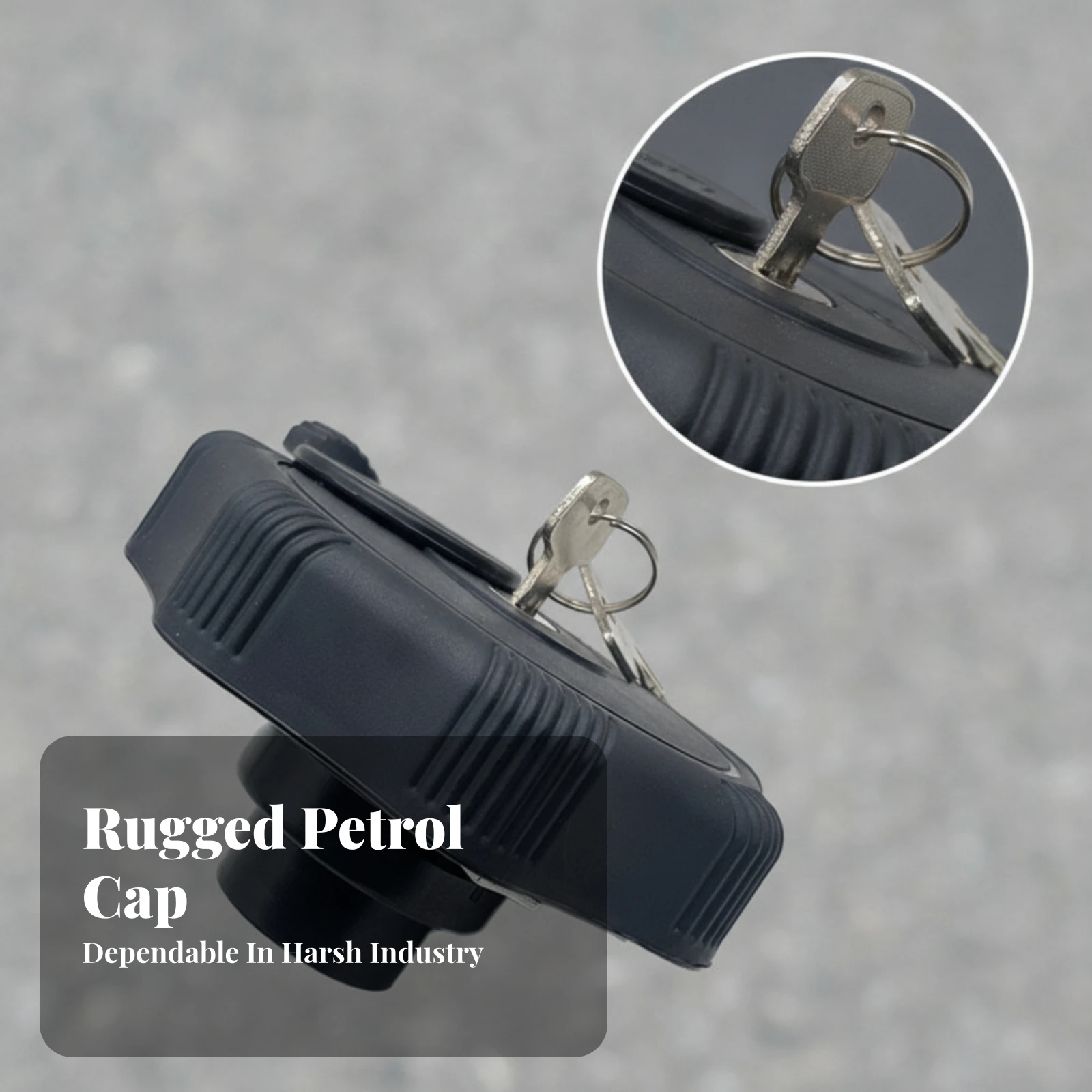 Gas Cap with Keys Tight Seal Fuel Tank Cap with Keys Textured Secure for Equipment Owners, Construction Site