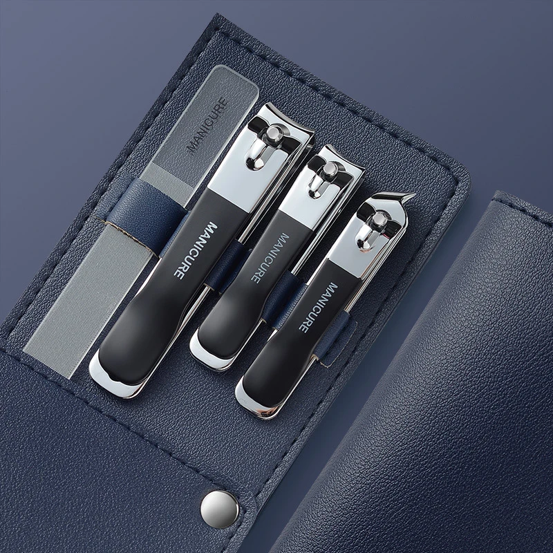 Neues Nagelknipser-Set, 4-teilig, mit drehbarer Ledertasche, professioneller Trimmer, Pediküre-Pflegewerkzeuge, Maniküre-Set, Heimpflege-Geschenk – Detail 12
