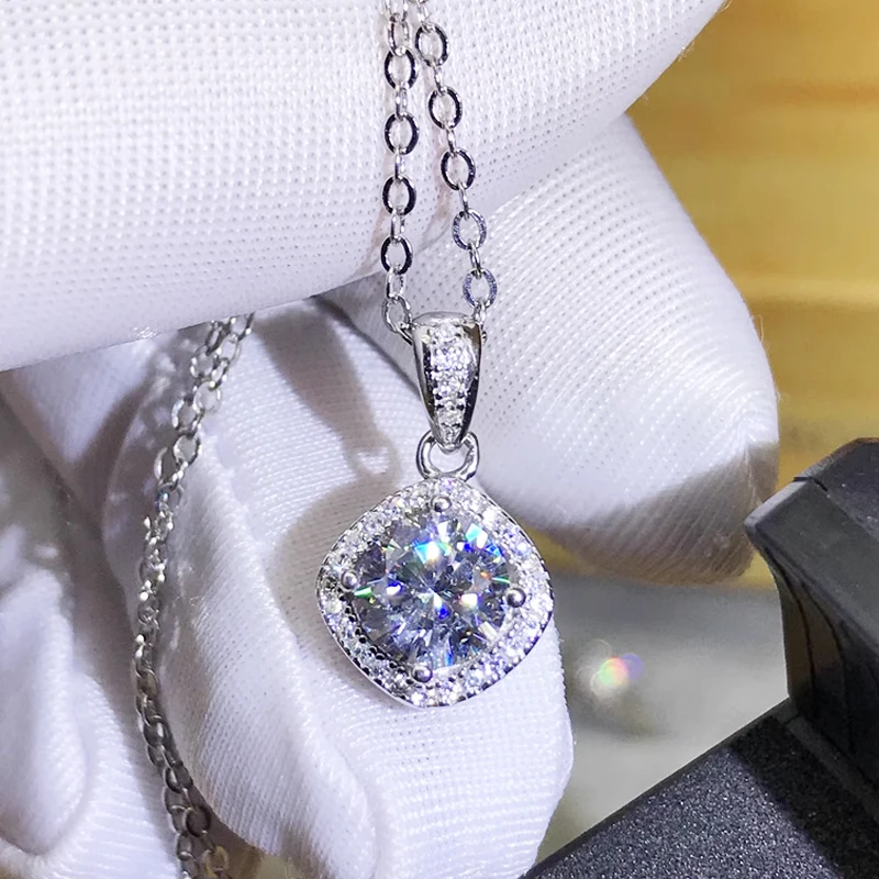 100% Real Moissanite Pendant Necklace D Color 1 Carat GRA Certificate for Women Wedding Bridal S925 Sterling Silver Fine Jewelry