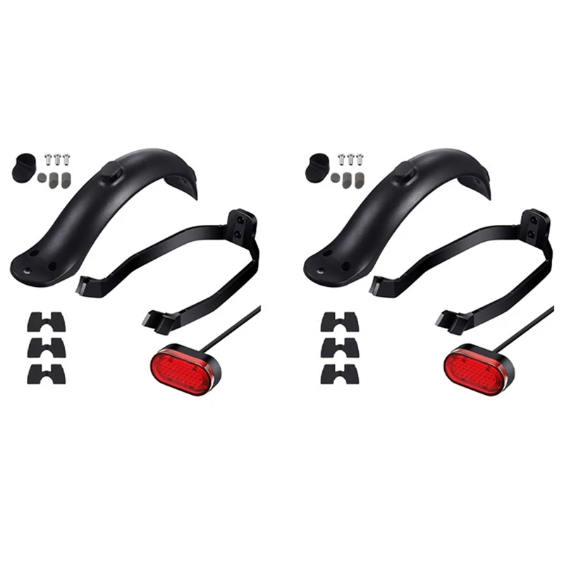 2X Rear Mudguard And Bracket Accessory With Taillight For Xiaomi M365/M365 Pro Scooter With Screws And Screw Caps