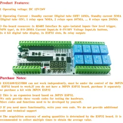 ES32A08 DC12V 24V 8AI-8DI-8DO ESP-WROOM-32 ESP32 Expansion Board RS485 4-20MA 0-5V 0-10V Analog Collection Wifi Relay Switch DIY