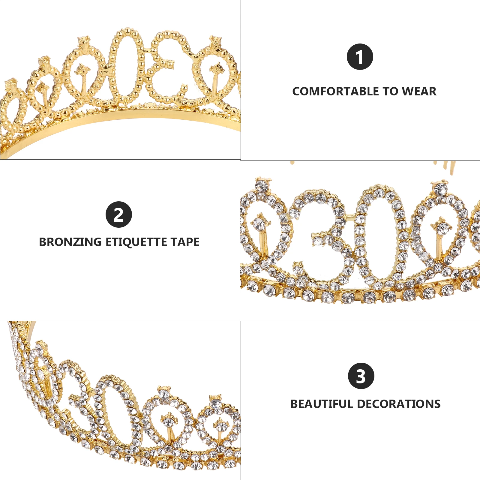 

Crown Ceremonial Belt Birthday Tiara Sash Party Silver Princess Decoration Shoulder Strap Hair Comb Comfortable Fabric Gift Set