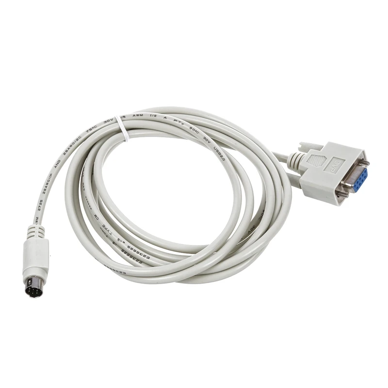 2X DB9P To 8P Mini Din RS232 Download Cable White 8.2 Ft For PLC DVP-EH