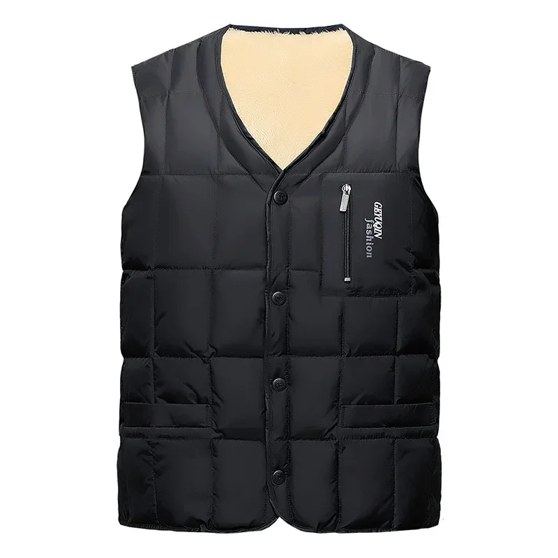 Thickened Men's Cotton Down Vest Short Winter Velvet Underwear and Outerwear  Dad's Coat Waistcoat Sleeveless Jacket Men VT-312