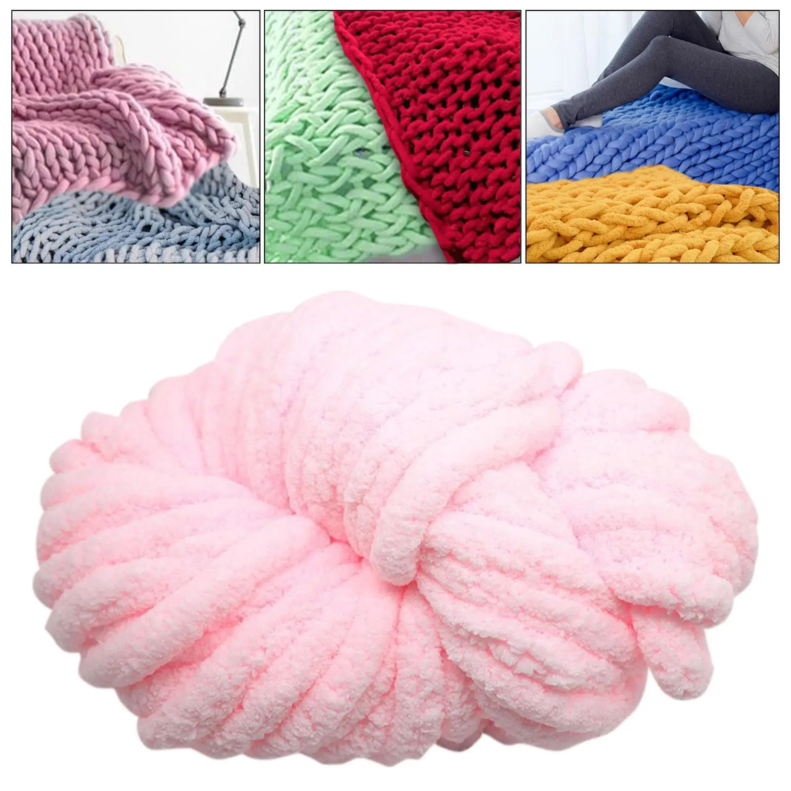 Chunky Chenille Yarn Jumbo Washable Soft Plush Yarn Giant Gauge 7 Bulky Yarn for Hand Knitting Blanket Scarf DIY Crafts Crochet