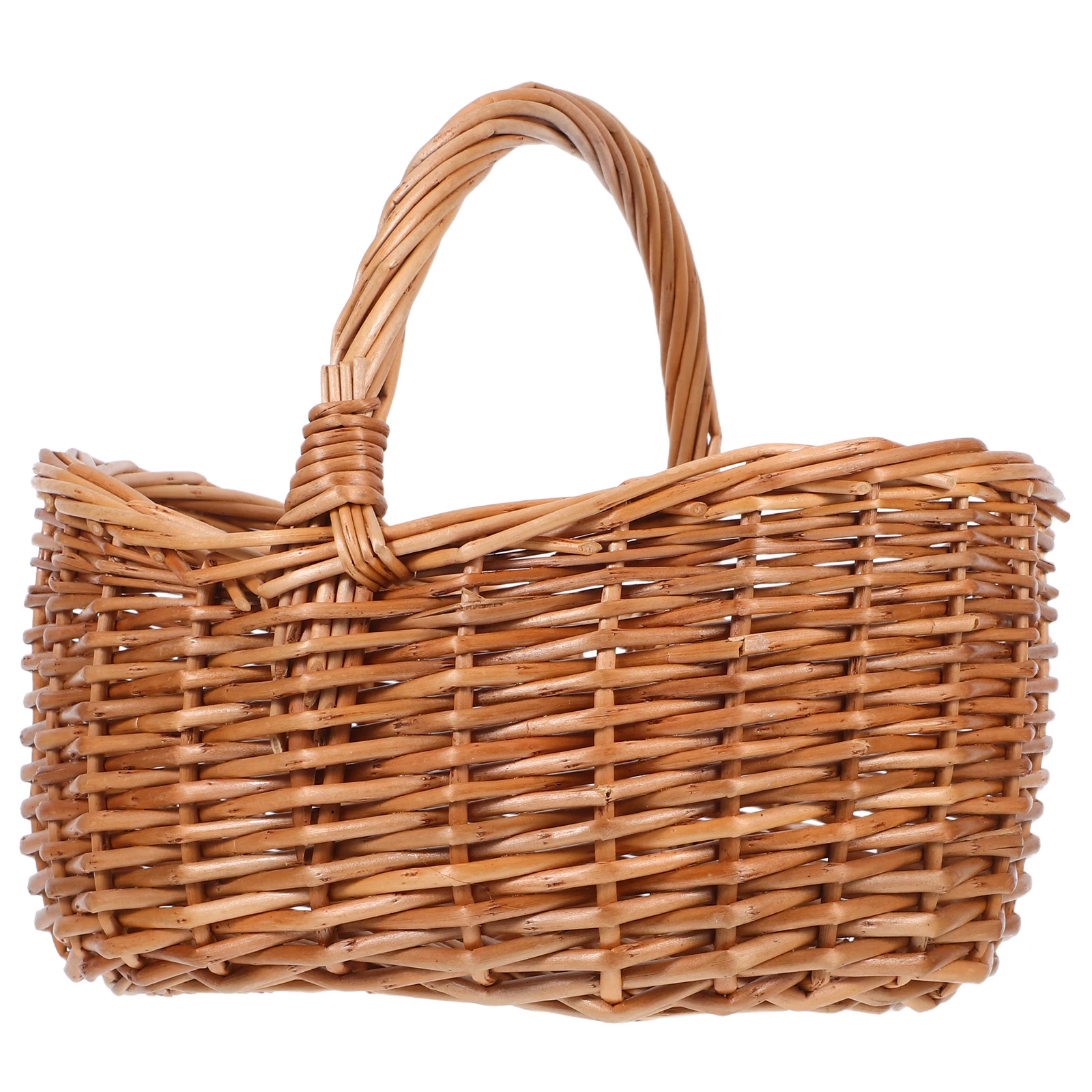 

Wicker Handmade Light Brown Tote Floral Storage Picnic Vintage Vintage Gathering Basket Shopping Basket Multi Purpose