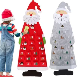 Christmas Felt Advent Calendar Wall Hanging Santa Advent Calendar with Pockets 24 Days Kids Toys For Children Christmas Gift