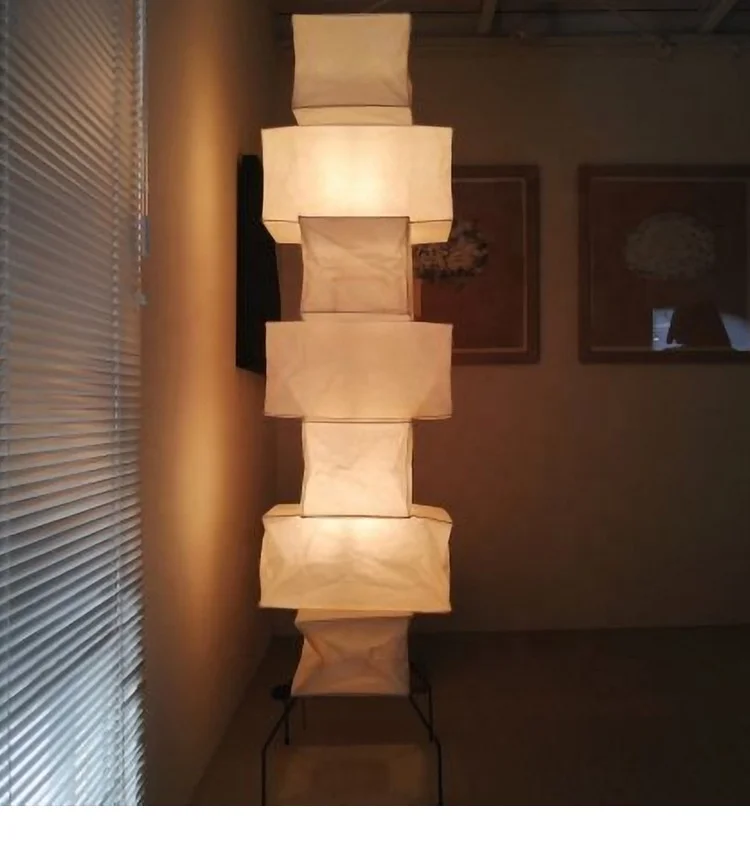 Modern Japanese Art Design E27 Bulb Plug Floor Lamp White Rice Paper with Contemporary Style for Hotel Living Room Paper Lantern