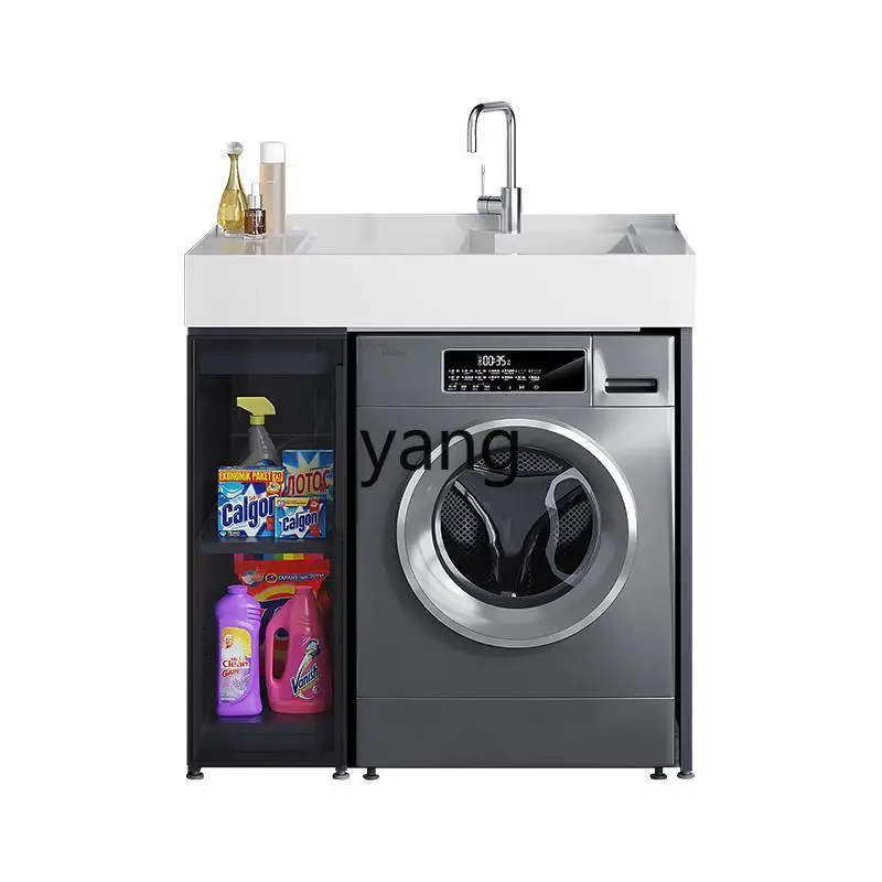 

Yjq Alumimum Washing Machine Cabinet Balcony All-in-One Cabinet Laundry Table Combination Laundry Table with Washboard