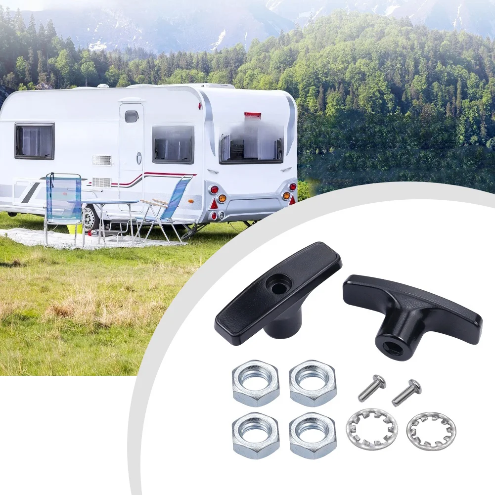 

RV Exhaust Valve Handle Kit Metal RV Waste Valve Handle Kits With 4 Nuts 2 Screws 2 Gaskets For Camper And Trailer Sewer Valve