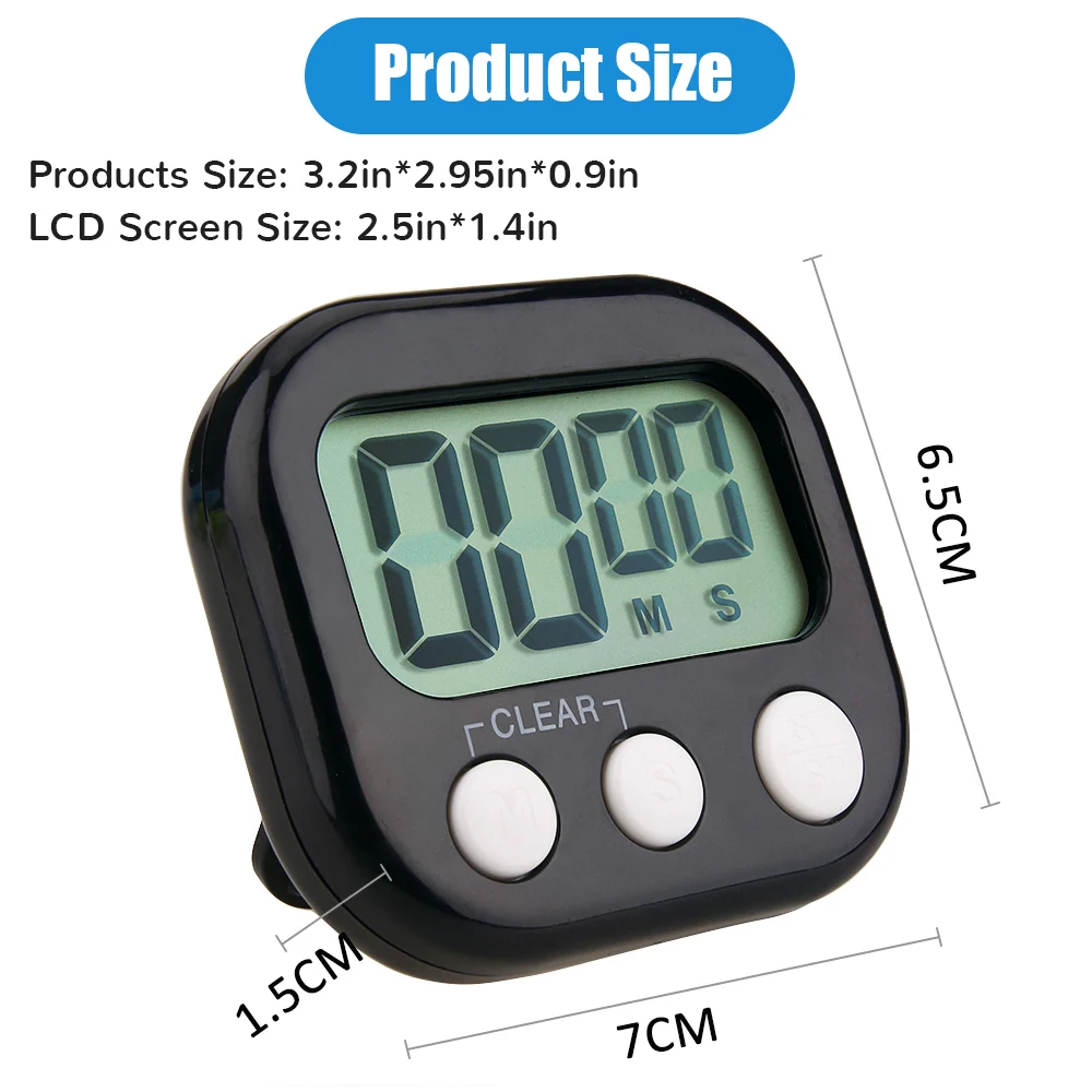 Magnetic LCD Digital Kitchen Countdown Timer Stopwatch with Stand Practical Cooking Baking Sports Alarm Clock Reminder Tools