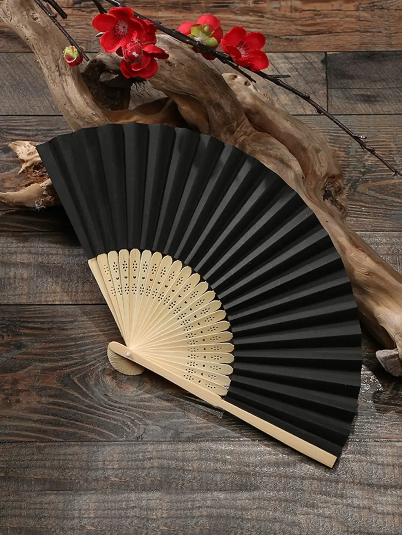 1pc-pure black paper folding fan