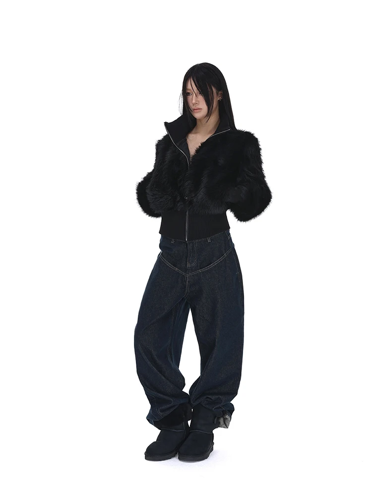 Lautaro Spring Winter Short Black Soft Thick Warm Hairy Faux Fur Coat Women Zip Up Luxury Designer Clothes Fluffy Jacket 2025