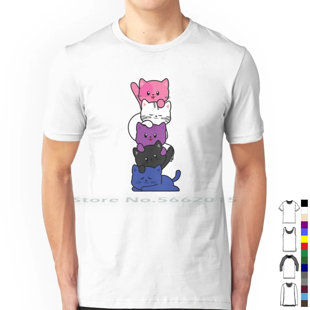 Genderfluid Kawaii Cat Lgbtq Gender Fluid Pride Flag Kittens T Shirt 100% Cotton Lgbtqia Pride Flag Pride Lgbt Flag Lesbian