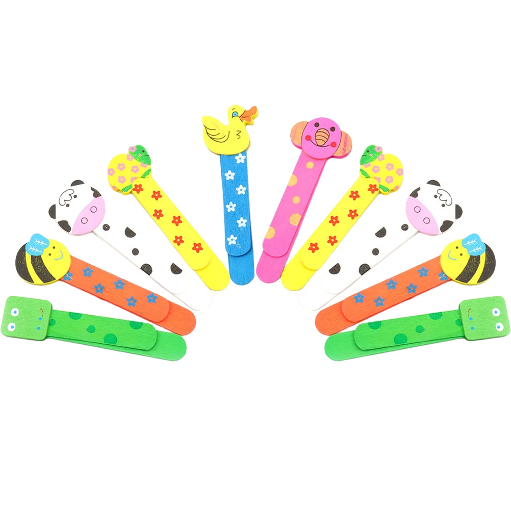 

10 Pcs Wooden Bookmarks Creative Reading Book Marks Cartoon Designed Decorative Student Stationery Kids Bookmarks