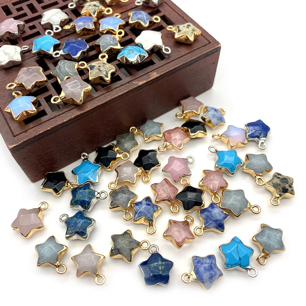 

10pcs/lot Jewelry AccessorDIY Natural Stone Star Shaped Pendant Charms For Necklace