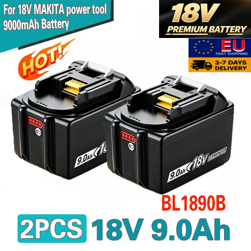 9Ah/9000mAh Makita 18V Akku für Makita 18V Elektrowerkzeuge, der wiederaufladbare 18V Makita Bl1860B Akku kann den Bl1850B Lxt400 ersetzen.