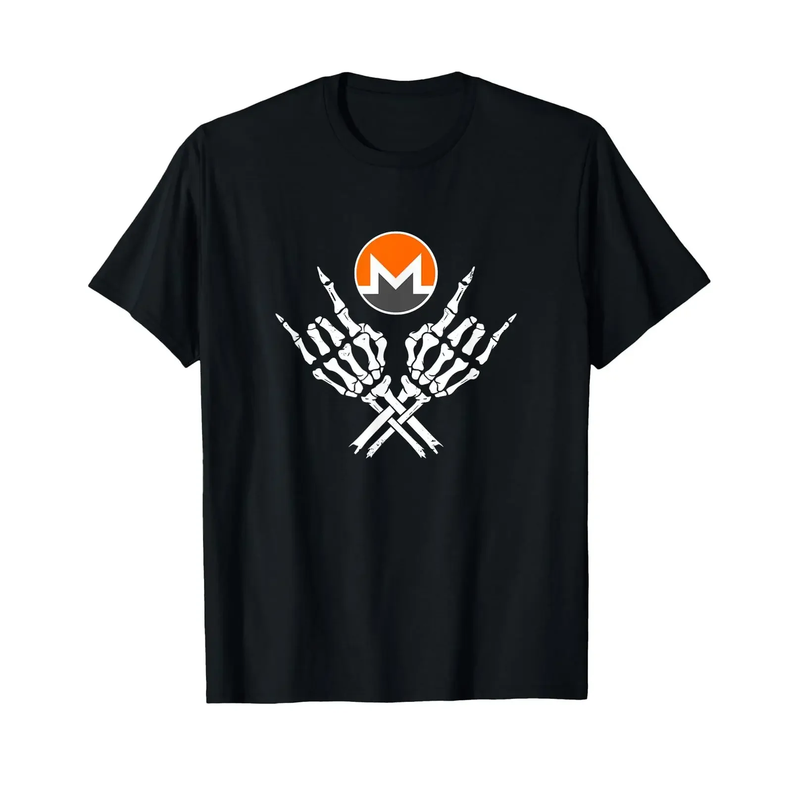 Monero XMR Crypto Skeleton Halloween Theme Metal Hands T Shirt black vintage Washed Stretched streetwear fashion Breathable