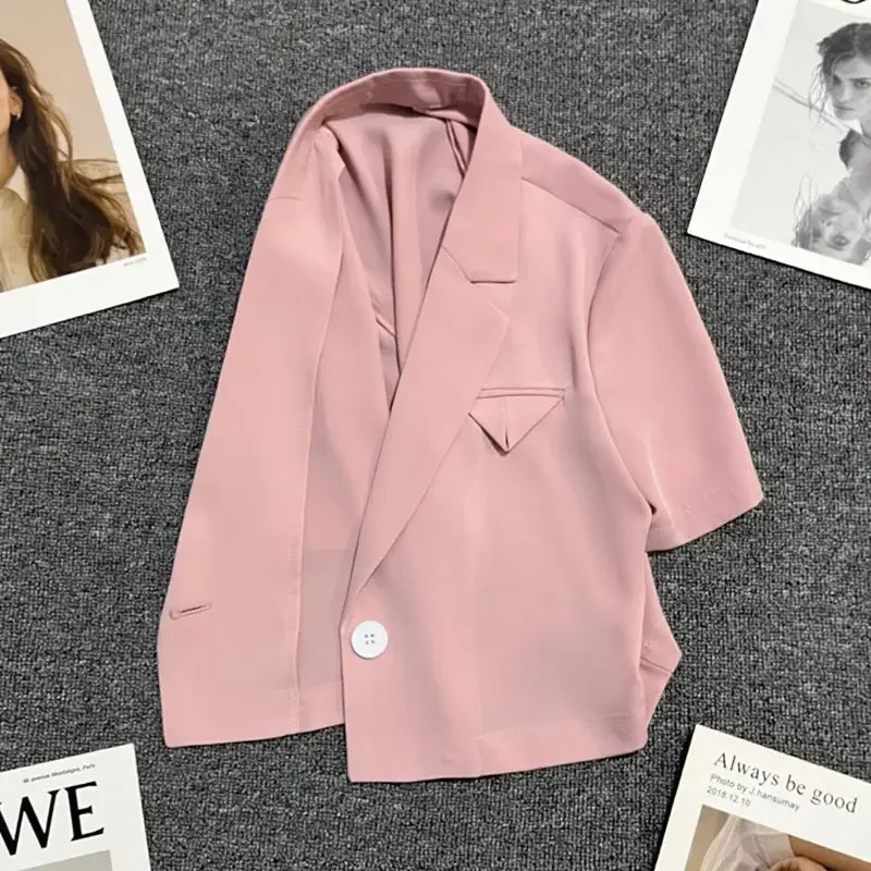 Blazers Women Temperament Casual Office Lady Summer All-match Minimalist Korean Style Prevalent Loose New Outwear Vintage Mature