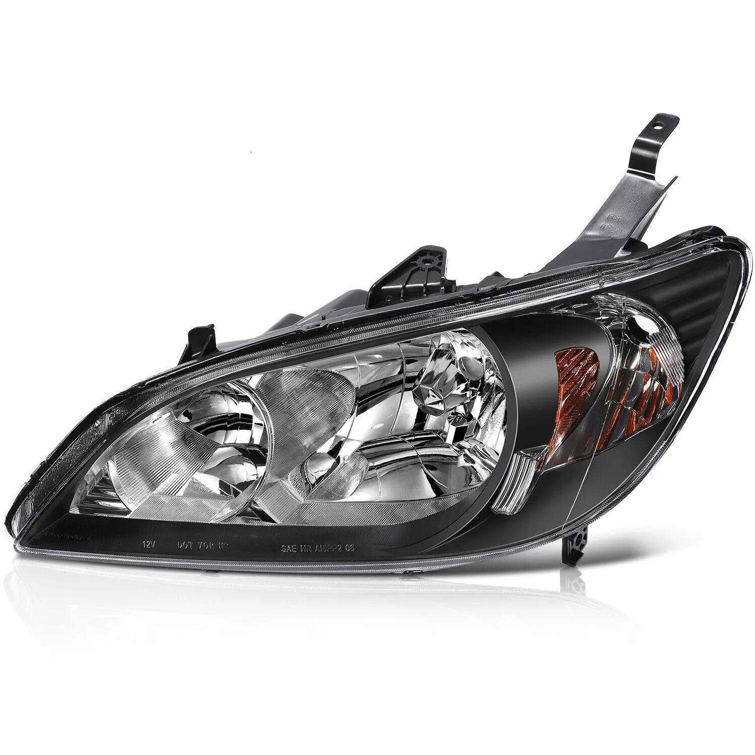 Sulinso 2PC Driver & Passenger Headlights Headlamps Set Replacement for 2004 2005 Honda Civic Black