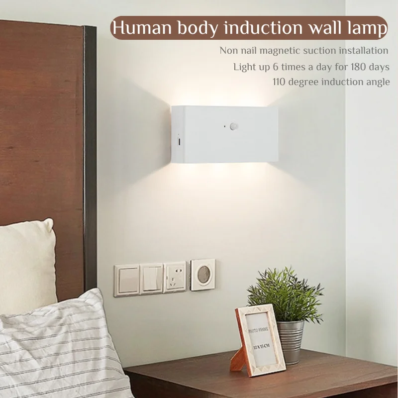 

LED Human Body Sensing Wall Lamp Minimalist Design With No Nails Magnetic Suction Installation Home Decoration Corridor Lighting