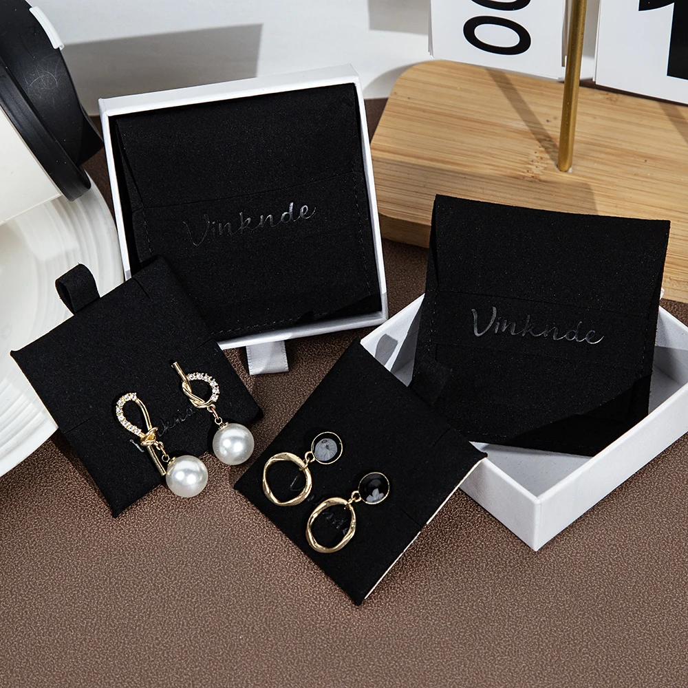 

Черные мешочки из микрофибры с логотипом и вставкой 6x6 см, серьги для ювелирных изделий, упаковочная сумка, ожерелье, брелок, браслет, дисплей