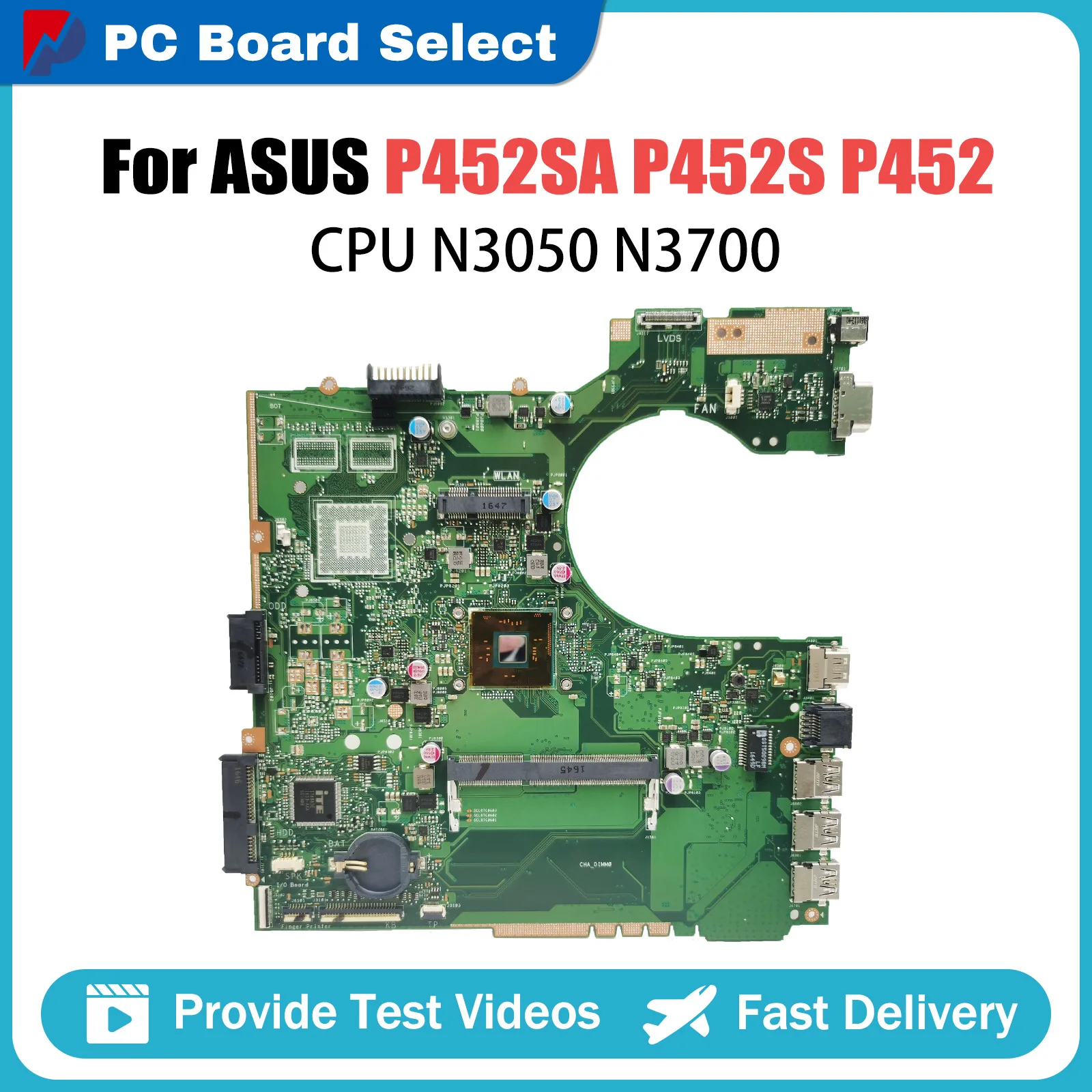 Laptop Motherboard For ASUS P2420SJ P452SA PE452SA PX452SA PX452SJ Notebook Mainboard CPU N3050 N3700 DDR3L UMA 100% Working